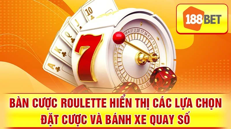Bàn cược Roulette hiển thị các lựa chọn đặt cược và bánh xe quay số.