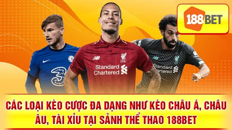 Các loại kèo cược đa dạng như Kèo Châu Á, Châu Âu, Tài Xỉu tại sảnh thể thao 188BET.