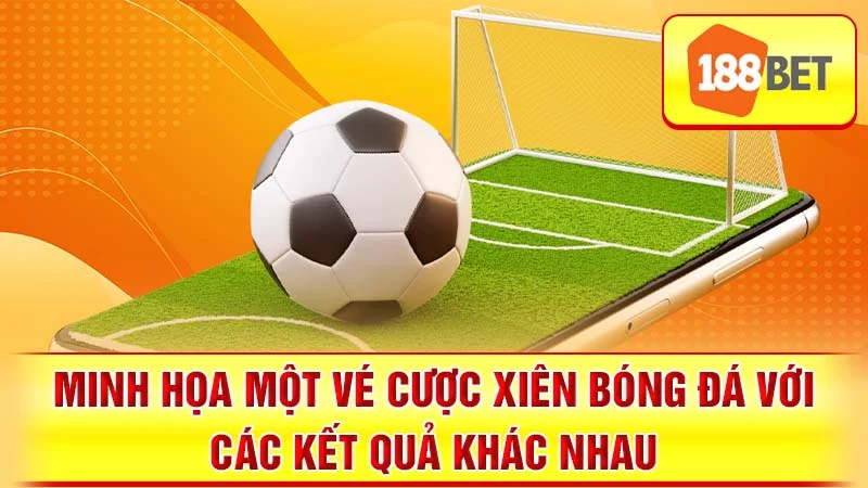 Minh họa một vé cược xiên bóng đá với các kết quả khác nhau.